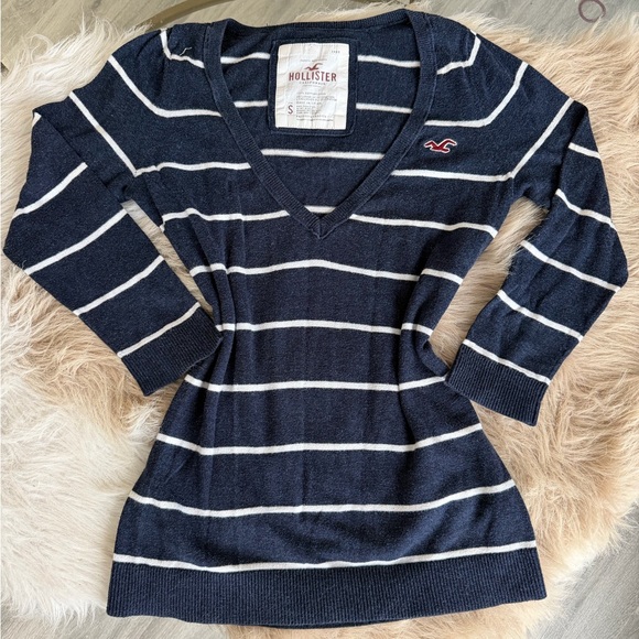 Hollister Tops - Vintage Hollister Dark Blue Striped Long Sleeve Top